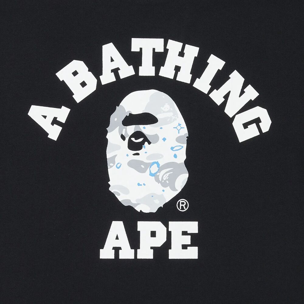 BAPE A Bathing Ape Space Camo College Tee Black XL Mens Shirt Free Shipping - Picture 3 of 3